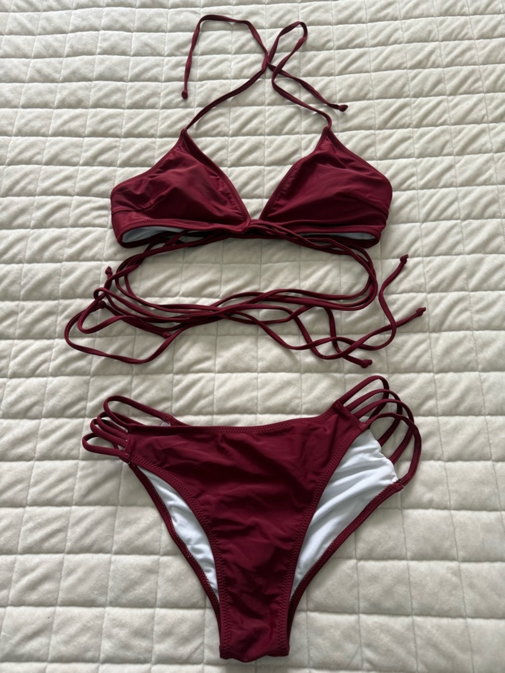 CC Boutique Burgundy Strappy Triangle Bikini